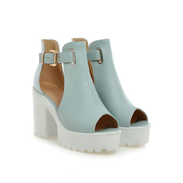 ESVEVA Buckle T-Strap Peep Toe