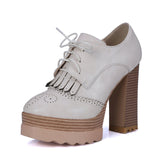QUTAA Tassel Wedge Low Heel