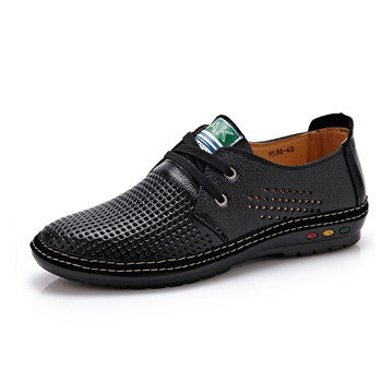 Genuine Leather Chaussure Homme Net Surface Loafers