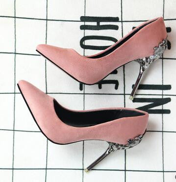 Sexy Metal Heel  Suede Leather