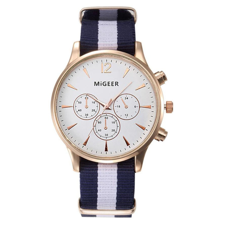 MIGEER Luxury Black & White Strap Quartz Watch