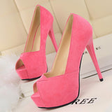 {D&H} High Heels Women's Pumps  Open Toe Platforms