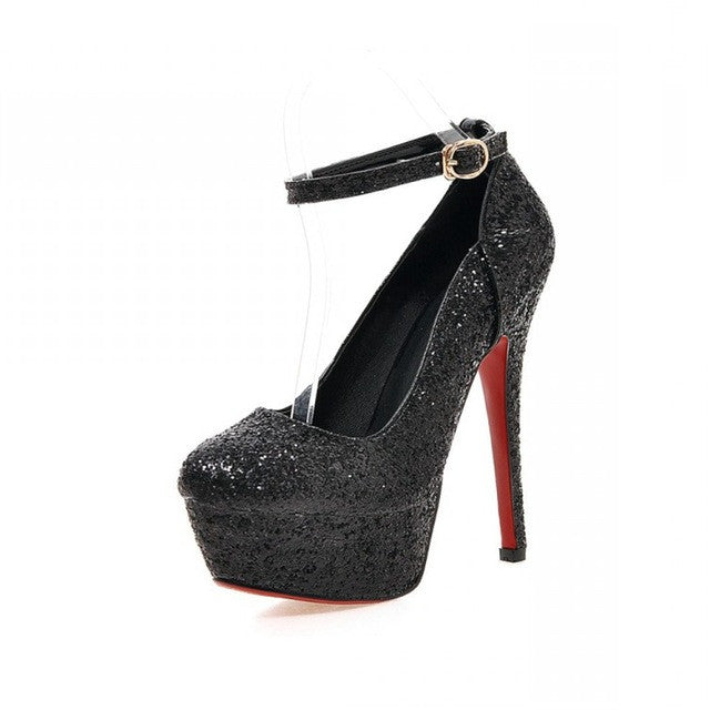 Round Toe Ankle Straps High Heel