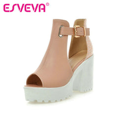 ESVEVA Buckle T-Strap Peep Toe