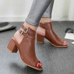 2016 New Summer Gladiator Sandals Shoes For Women Thick Heel Cork Open Toe Women Lady Ankle Boot Belt Buckle Women Shoes Pumps