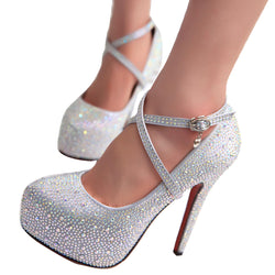Glitter Rhinestone Bridal High Heels