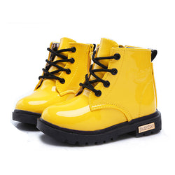 PU Leather  Lace Up Hi-Top Boots