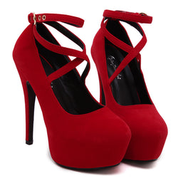 Free Shipping New High-heeled Shoes Woman Pumps Wedding Shoes Platform Fashion Women Shoes Red High Heels 14cm Suede Size 34-42