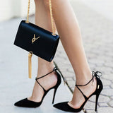 Lace Up High Heels Pointed Toe