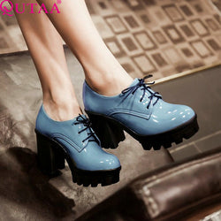 QUTAA Oxfords High Heel Shoes