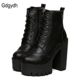 Gdgydh Square Heels Platform Boots