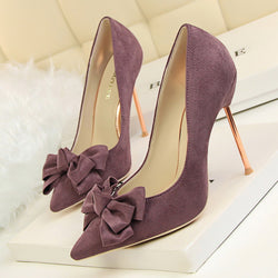 Elegant Bow Plating Thin High Heels