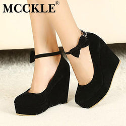 MCCKLE  Buckle Ladies Shoes Wedges