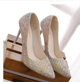 National wind retro plaid heels pointed