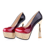 ASYSPLNX Black Red Round Toe Thin High Heels
