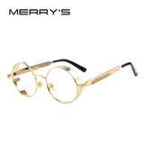 MERRY'S Vintage Women Steampunk Sunglasses Round Sunglasses Oculos de sol UV400