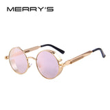MERRY'S Vintage Women Steampunk Sunglasses Round Sunglasses Oculos de sol UV400