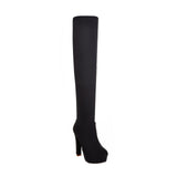 QUTAA Suede Over the Knee High Heel Boots