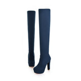 QUTAA Suede Over the Knee High Heel Boots