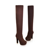 QUTAA Suede Over the Knee High Heel Boots
