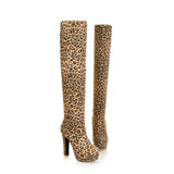 QUTAA Suede Over the Knee High Heel Boots