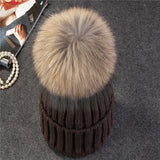 Xthree Mink And Fox Fur Ball Cap