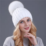 Xthree Mink And Fox Fur Ball Cap