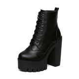 Gdgydh Square Heels Platform Boots