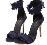 BaiBeiQi Denim High-Heeled Sandals