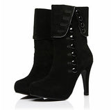 High Heels Ankle Boots  Flock Buckle Winter Boots