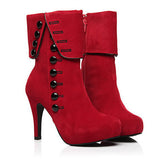 High Heels Ankle Boots  Flock Buckle Winter Boots