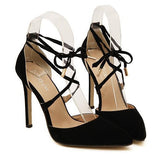 Lace Up High Heels Pointed Toe