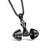 Men's stainless steel dumbbell pendant necklaces