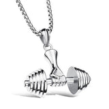 Men's stainless steel dumbbell pendant necklaces