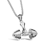 Men's stainless steel dumbbell pendant necklaces