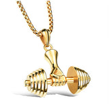 Men's stainless steel dumbbell pendant necklaces