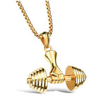 Men's stainless steel dumbbell pendant necklaces