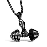 Men's stainless steel dumbbell pendant necklaces