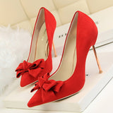 Elegant Bow Plating Thin High Heels