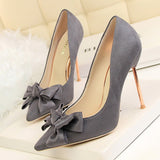 Elegant Bow Plating Thin High Heels