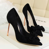 Elegant Bow Plating Thin High Heels