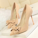 Elegant Bow Plating Thin High Heels