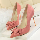 Elegant Bow Plating Thin High Heels