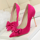 Elegant Bow Plating Thin High Heels