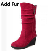 BONJOMARISA Mid Calf Wedge Boot