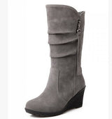 BONJOMARISA Mid Calf Wedge Boot