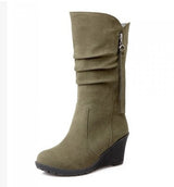 BONJOMARISA Mid Calf Wedge Boot