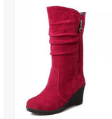 BONJOMARISA Mid Calf Wedge Boot