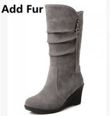BONJOMARISA Mid Calf Wedge Boot