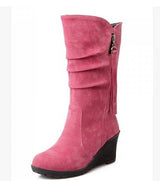 BONJOMARISA Mid Calf Wedge Boot